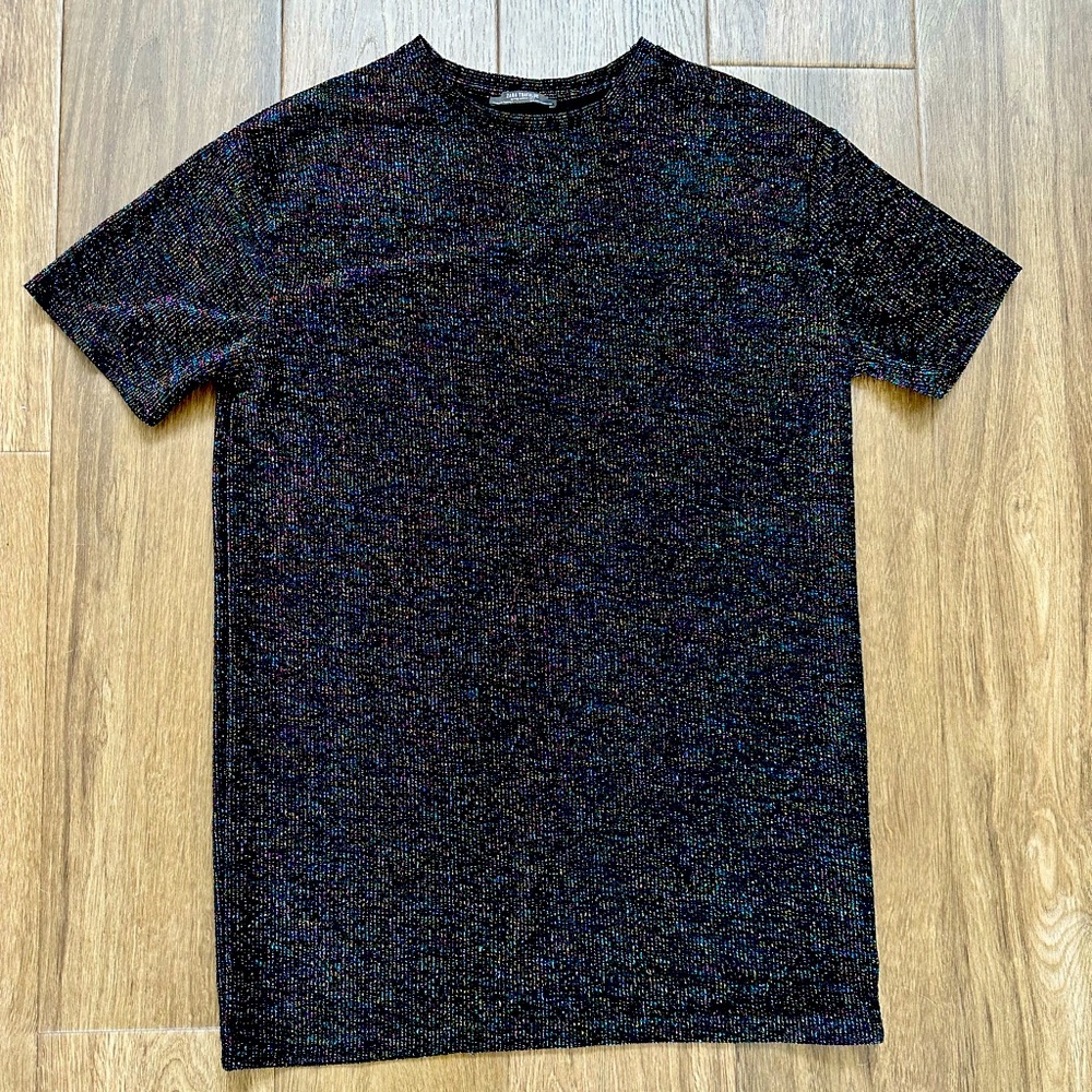 Zara Shimmer Tunic Mini Tee Dress